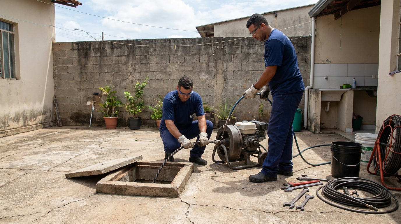 Desentupimento de esgoto residencial em São José do Rio Preto‑SP