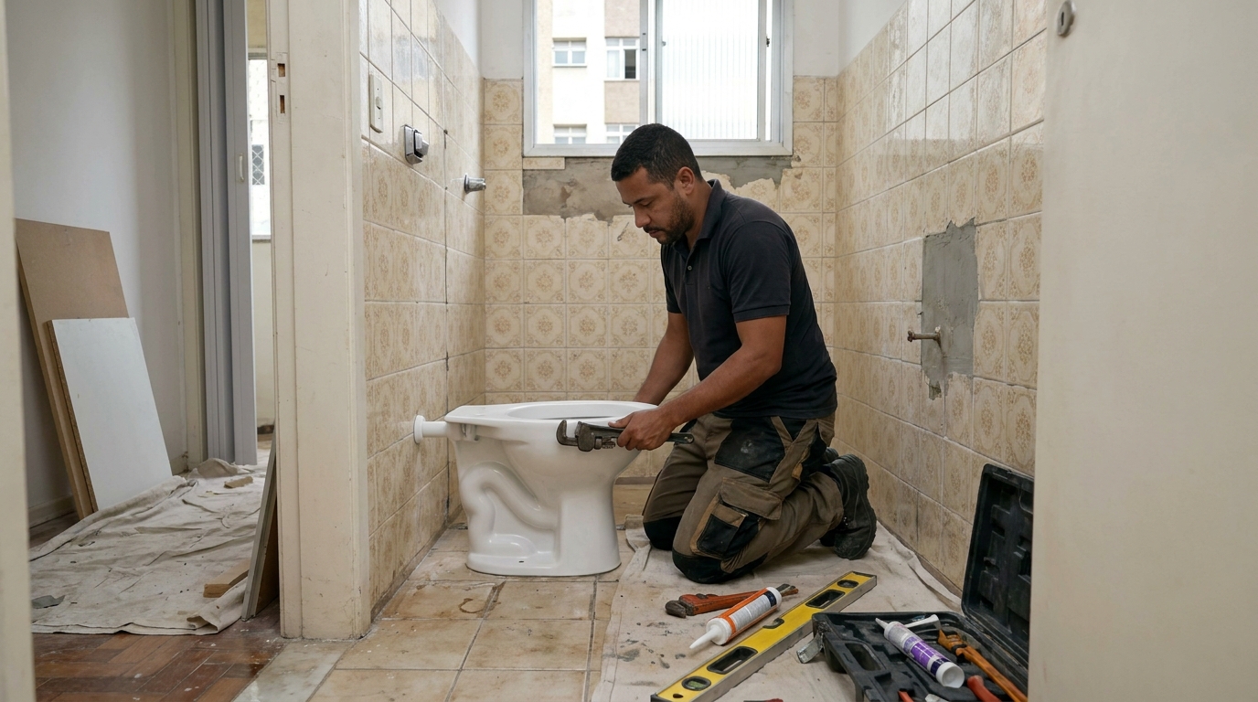 Instalação de vaso sanitário profissional em São José do Rio Preto‑SP